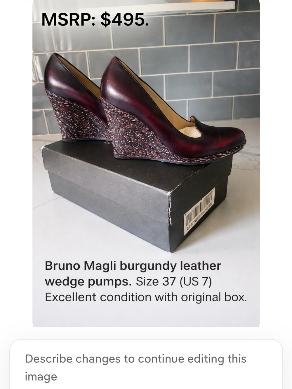 Bruno Magli Fistulina - Burgandy Leather Wedge Pumps - Women’s size 7 (37)